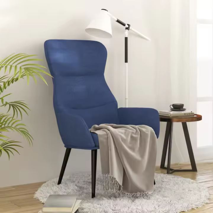 vidaXL Sillón de relax de tela azul - 1