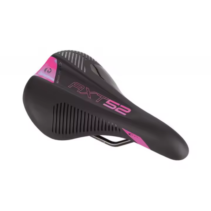 GES | Sillín De Bicicleta Júnior AXT52  Negro-Rosa  - El ATX52 es un sillín para que los más jóvenes de la casa puedan ir cómodos mientras pedalean.

Dimensiones: 240 x 150 mm. - 1