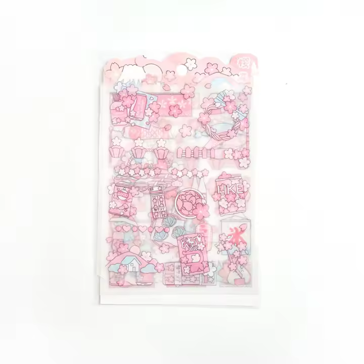 4 Hojas De Pegatinas De Decoración Con Patrón De Dibujos Animados Transparentes PET Para Decoración De Manos Y Estudiantes De Niñas Fresa Cereza - 1