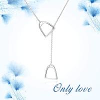 925 plata esterlina simple doble caballo rayas Lariat collar caballo (Plata) - details 0