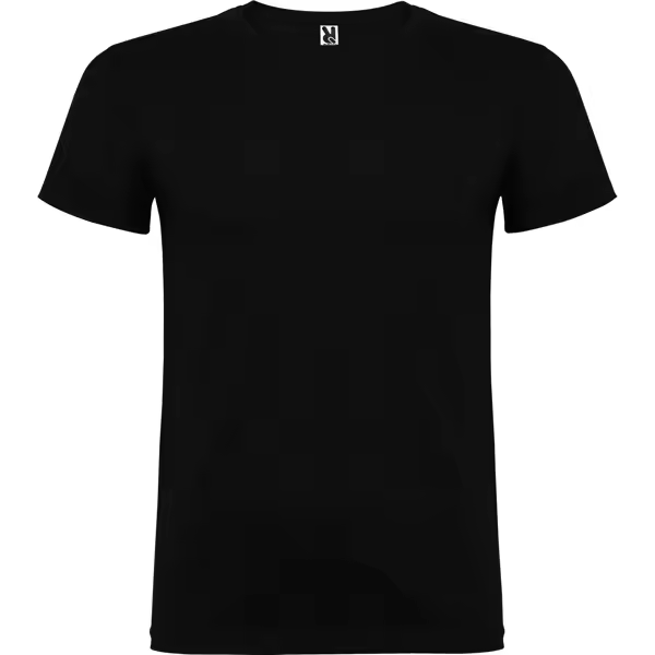 Camiseta de manga corta tubular escote pico 2 capas, reforzado, 100% algodón,color negro - 1