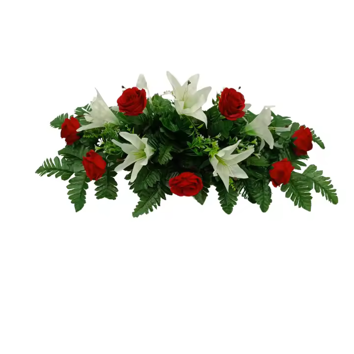CENTRO DE FLORES ARTIFICIALES APTO PARA EXTERIOR. IDEAL PARA CEMENTERIO TODOS LOS SANTOS. MEDIDAS 70*35* 20 - 1