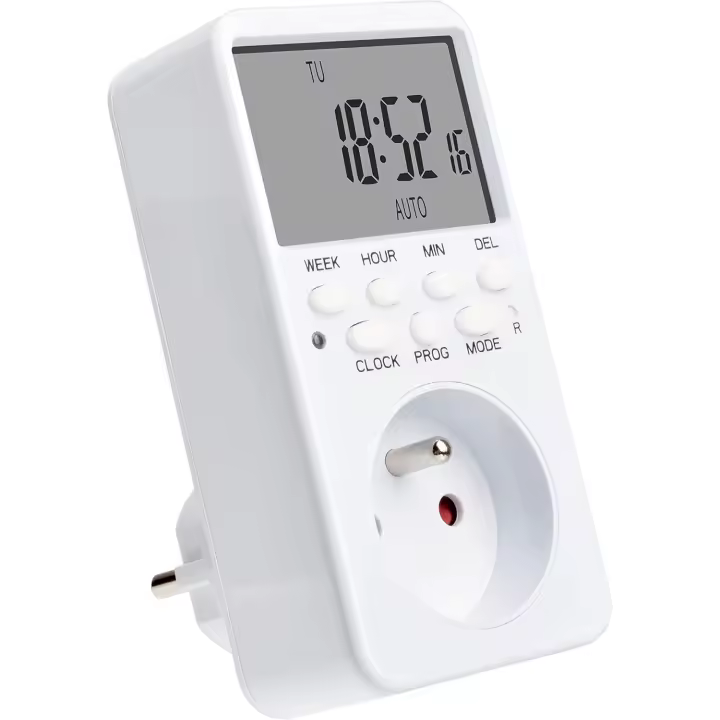 Toma de Corrientes digital programable, programador Semanal de enchufos Eléctricos con 20 programas, Toma de Corrientes con temporizador de 24 Horas con Pantalla LCD, Ahorro de Energía para el hogar - 1