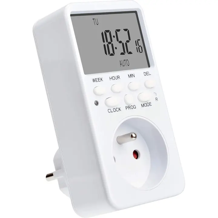 Toma de Corrientes digital programable, programador Semanal de enchufos Eléctricos con 20 programas, Toma de Corrientes con temporizador de 24 Horas con Pantalla LCD, Ahorro de Energía para el hogar - 1