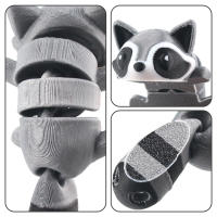 Modelo De Decoración Hecho a Mano Raccoon 3D Impreso Bucket Juguete Para Niños Tamaño 9x8cm Material Plástico Unisex - details 5