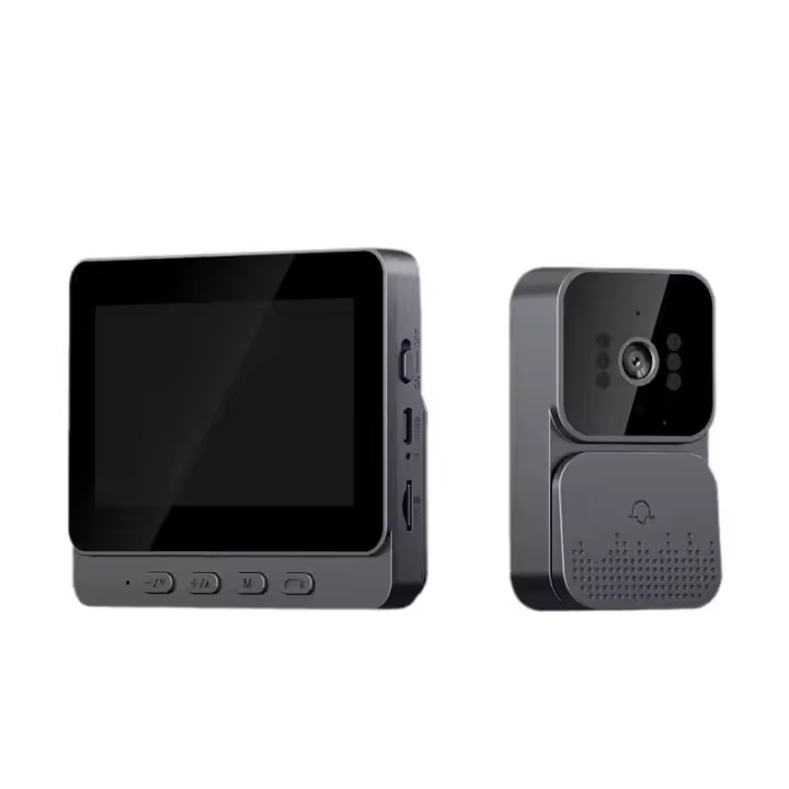 BIT Timbre de vídeo inalámbrico con cámara 1080p con pantalla de vídeo IPS de 4,3 pulgadas, audio bidireccional, visión nocturna, impermeable ip65, 70 ° de ancho, sin wifi - 1
