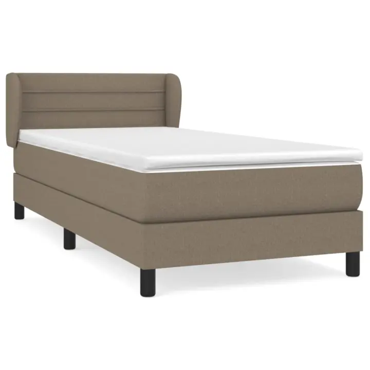 vidaXL Cama box spring con colchón tela gris taupe 100x200 cm - 1