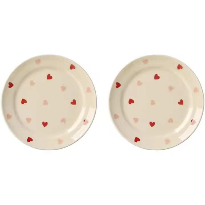 Platos de ensalada modernos de cerámica con estampado de corazón, 8 pulgadas, juego de 2 - 1