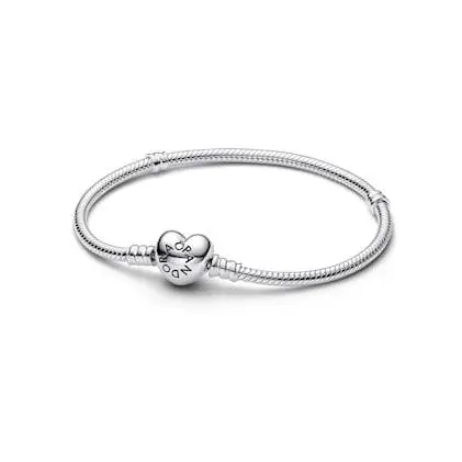 PDORA Pulsera Moments Cadena de Serpiente con cierre de Corazón Plata - 1