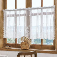 Valance De Ventana Estilo Dulce En Encaje Blanco Con Bolsa Para Percha Cortina Transparente Corta Para Decoración De Dormitorio - details 3