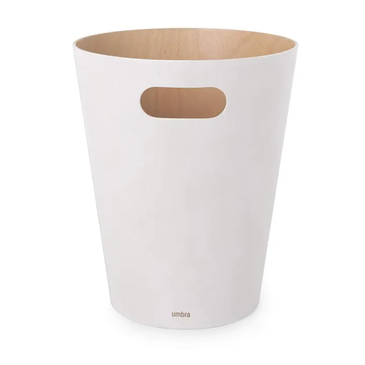 Papelera Madera natural tratada con acabado beige - 1