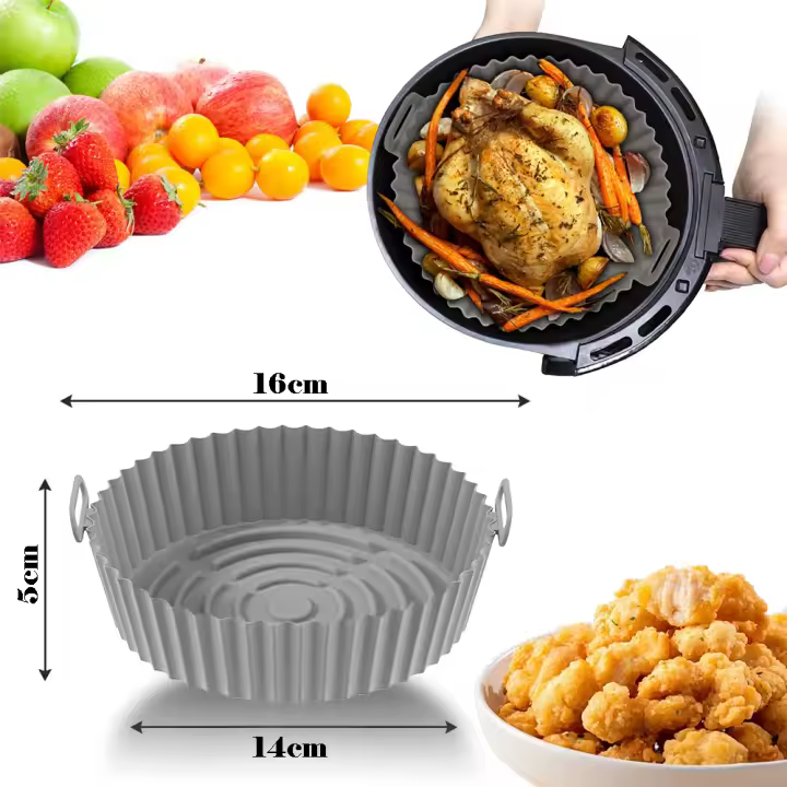 AYA MARKT  PACK de 3 Moldes de Silicona Redonda Reutilizable para Freidora de Aire  – Antiadherente, Resistente al Calor, Apto para Horno y Freidora de Aire, Fácil de Limpiar y Lavavajillas - 1