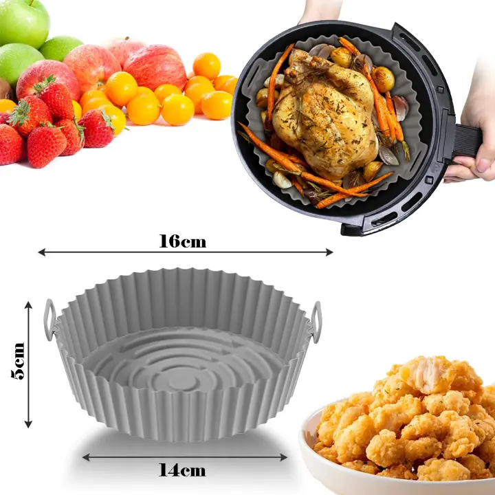 AYA MARKT  PACK de 3 Moldes de Silicona Redonda Reutilizable para Freidora de Aire  – Antiadherente, Resistente al Calor, Apto para Horno y Freidora de Aire, Fácil de Limpiar y Lavavajillas - 1