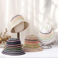 Sombrero De Paja Para Mujer 2024 Con Patrón Arcoíris Protección UV Sombrilla De Playa Sombrero De Verano Casual Unisex - details 1
