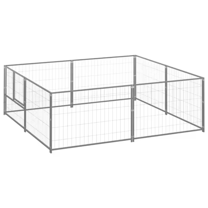vidaXL Perrera Acero 4 m² Jaula Perros Recinto Cachorro Mascotas Caseta Color Plateado,  Negro, y mas - 1