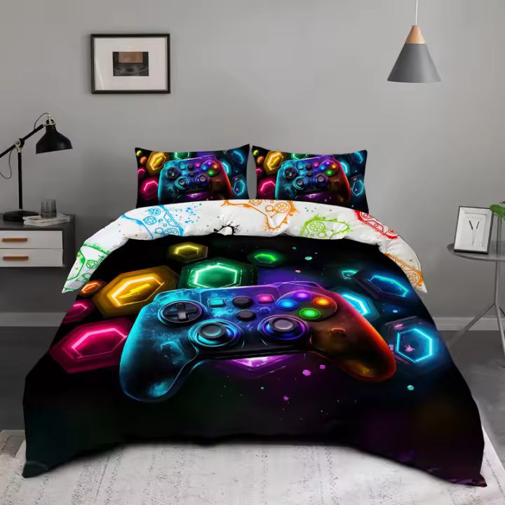 Juego De Colchón Y Fundas Para Cama 3PC Fragmento Espacial Funda De Edredón Y 2 Fundas De Almohada 100% Poliéster Amigable Con La Piel Materiales Suaves Para Hogar - 1