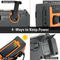Radio Portátil De Mano Con Crank Solar Y USB 5000mAh LED De Emergencia Flashlight  AM/FM/WB NOAA Weather Radio Para Exteriores - details 13
