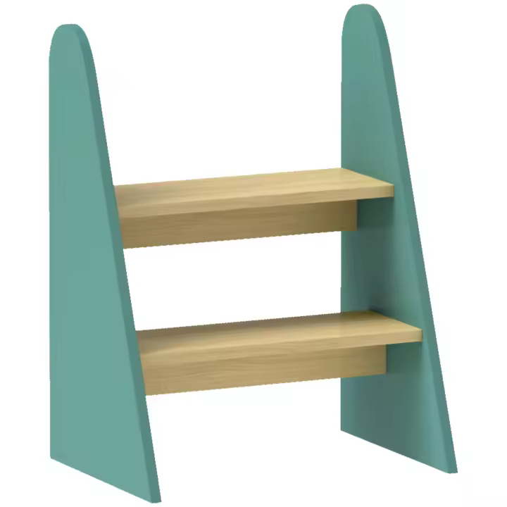 AIYAPLAY Taburete infantil taburete infantil 2 peldaños para niños de 3 a 8 años en madera carga máx. 20 kg, perfecto para la cocina, el baño, el entrenamiento para ir al baño, verde - 1