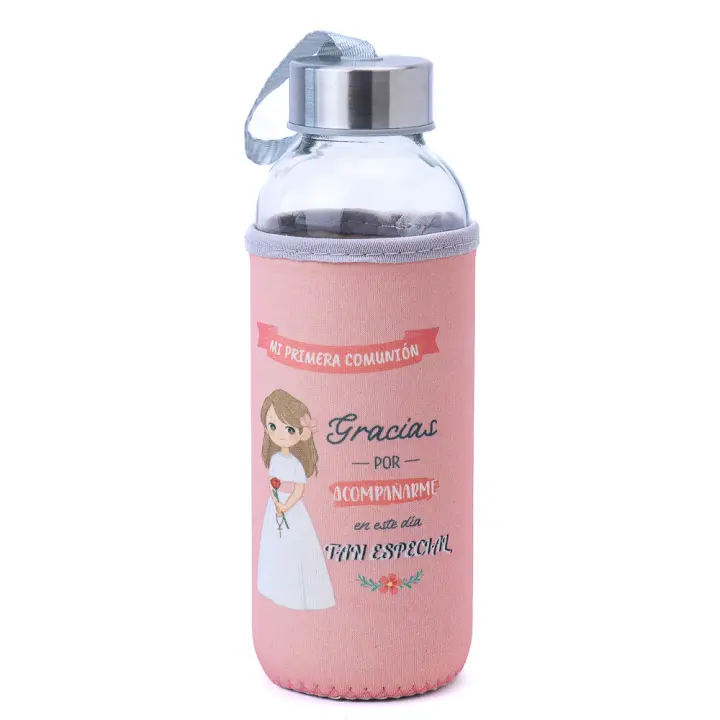 Pack de 6 a 30 unidades de Botellas de agua de cristal, con funda protectora, 2 modelos diferentes, Regalos para niños, Detalles comuniones para invitados, Detalles para niños, Regalos fiesta, Detalles para comunión, Regalantes.com - 1