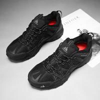 Zapatos De Senderismo Para Hombres HIKEUP Zapatillas De Trekking Para Montañismo Suela De Goma Duradera Deportes Al Aire Libre Talla Verdadera Para Principiantes Mesh Transpirable Color Negro Verde Gris - details 17