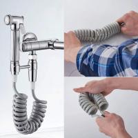 Manguera de ducha telescópica de 2M Manguera de ducha de resorte de reemplazo ABS para baño Cabezal de ducha de mano Bidé pulverizador (gris) - details 1