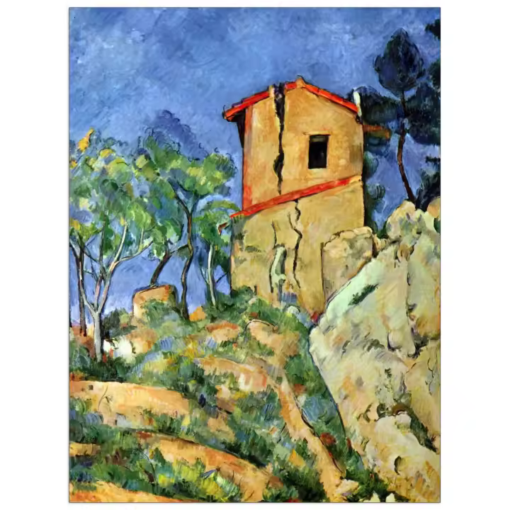 Panel decorativo del museo, listo para colgar. Cezanne Paul-Casa con Paredes-Cm 90x120 - 1