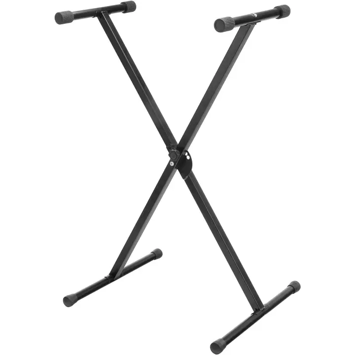 ROCKSTAR MUSIC - Soporte Teclado y Piano  F900520, Patas Perfil Simple, Negro, Ajustable en Altura y  Gomas Antideslizantes - 1