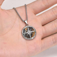 Collar masculino con colgante de ojo de tigre y estrella de 8 puntas - Acero inoxidable hipoalergénico - details 4