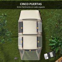 Outsunny Tienda de Campaña Familiar para 4-5 Personas Tienda de Camping Plegable con 2 Habitaciones 5 Puertas y Bolsa de Transporte Impermeable para Senderismo 460x230x180 cm Caqui - details 5