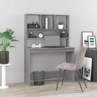 vidaXL Escritorio estantes madera contrachapada 102x45x148 cm en color Blanco/Blanco brillante/Gris hormigón y más | estructura resistente ideal para salón dormitorio o estudio - details 3