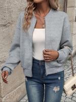 Chaqueta De Cierre De Cremallera De Color Sólido Para Mujer Estilo Casual Y Moda Durable Y Lujosa Para Otoño E Invierno - details 3
