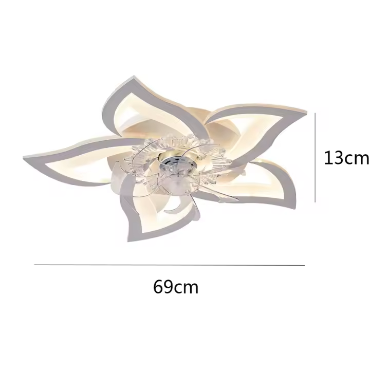 Ventilador de techo con luz, Ventilador de techo iluminación Led moderno silencioso con control remoto Temporizador Diseño en forma de flor Ventilador Luz de techo para dormitorio Cocina (69CM) - 1