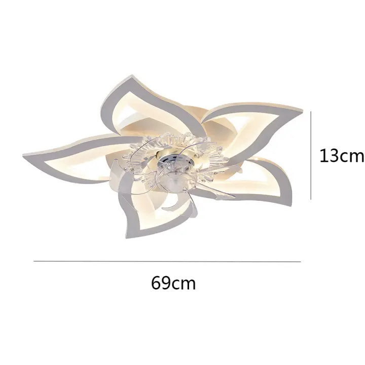 Ventilador de techo con luz, Ventilador de techo iluminación Led moderno silencioso con control remoto Temporizador Diseño en forma de flor Ventilador Luz de techo para dormitorio Cocina (69CM) - 1