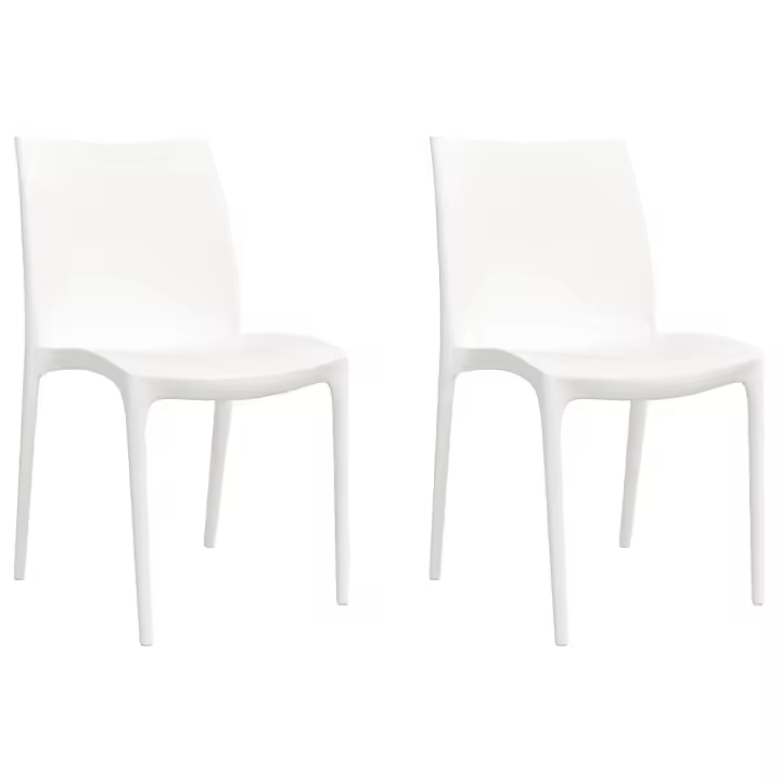 Sillas de Jardín 2 UDS polipropileno Blanco 50x46x80 cm - 1