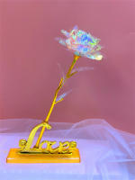 Regalo Creativo De Día De San Valentín Rosa De Oro 24K Duradera Decoración De Boda Iluminación De Flores Eterna Amarillo Y Rojo Para Aniversarios Cumpleaños Bodas - details 9