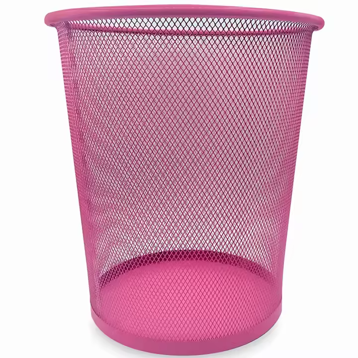 Papelera Rosa de Oficina Euroxanty | Metálica y Estable | 10L - 1