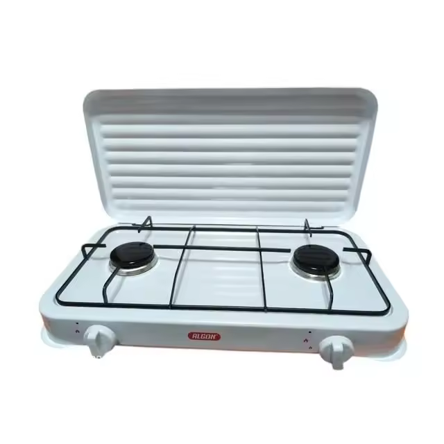 Cocina de Gas Algon Blanco (2 Fogones) Hornillo de Gas Algon con Tapa Blanco. - 1