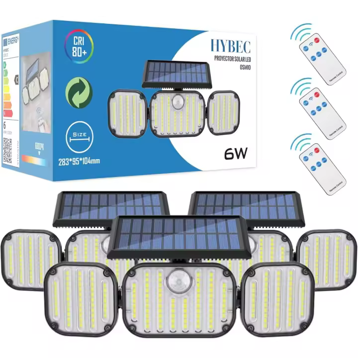 HYBEC - Focos LED Exterior Solares, Foco Solar Exterior, Foco Solar exterior Potente, Focos Solares, Solar Lights Outdoor, Luz Solar exterior con sensor de movimiento, Luces Solares Exterior - 1
