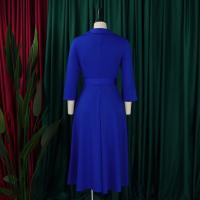 Vestido Elegante Para Oficina Para Mujer Cuello Redondo V Cintura Ajustada Pleated Midi Formal Business Work Dress OL - details 11