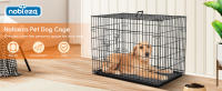 Nobleza - Jaula Metálica para Perros,Jaula para Mascotas con 2 Puertas, Bandeja Base de Plástico Resistente a la Masticación y Asa de Transport - Negro - details 0