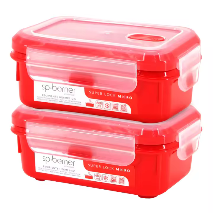 SP Berner Hermético SUPER LOCK MICRO 680 Ml X2 para Cocinar Al Vapor y Almacenar Alimentos - 1