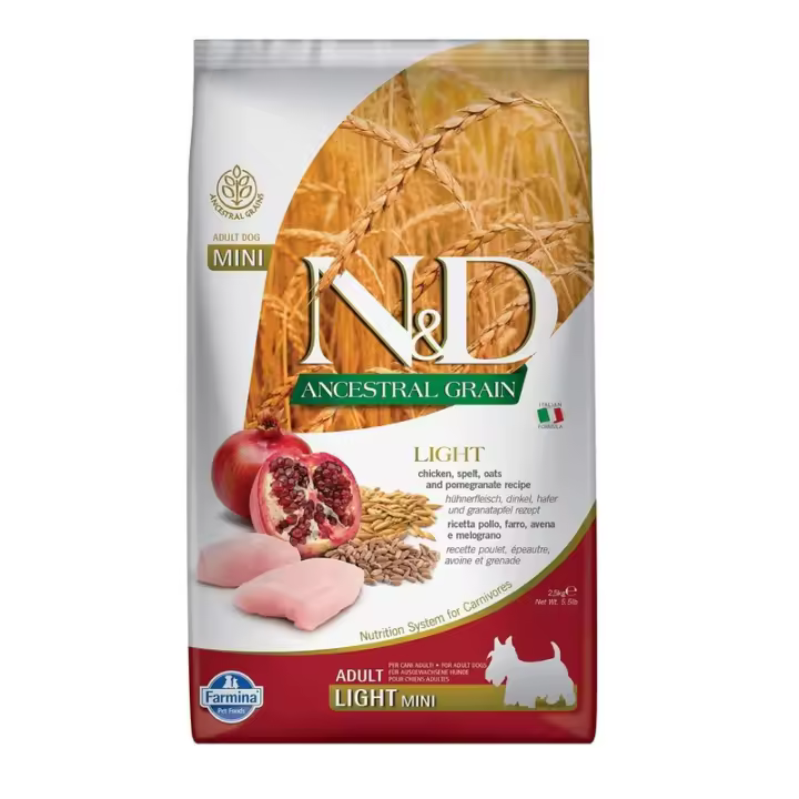 Farmina N&D Ancestral Grain Adult Light Mini Pienso para Perros de Raza Pequeña 2,5kg - 1