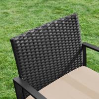 Conjunto de muebles de ratán para jardín de 3 piezas, incluye 2 sillas y 1 mesa de centro, fácil montaje, perfecto para balcón y terraza, disponible en negro y beige, negro y blanco, todo negro - details 24