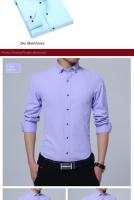 Camisa De Manga Larga Para Hombres Estilo Coreano Negocios Slim Fit Color Sólido Algodón Delgado Para Primavera Otoño - details 5