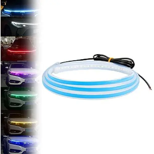 Kit de luces de capó de inicio de escaneo dinámico, luces LED dinámicas para capó de coche, tira de luces LED para capó de coche, control remoto por aplicación, para coches, SUV, camiones (rojo, 180 cm/70,9 pulgadas) - 1