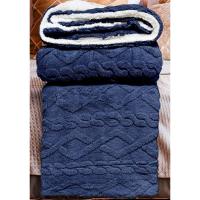 Manta Gruesa de Sofá y Cama Ochos en Color azul Marino – Sedalina Suave con Sherpa, Calidez Garantizada- Mercatienda - details 2