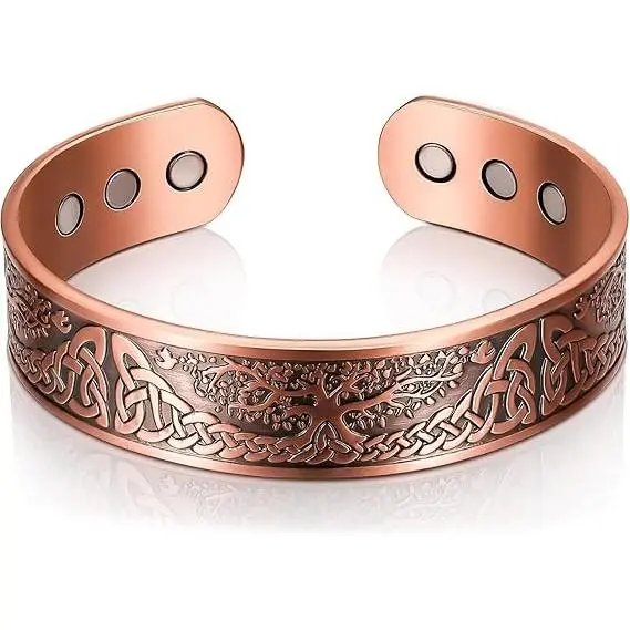 Pulseras magnéticas de cobre para hombre, ajustables, para mujer (Árbol de la Vida de Cobre) - 1