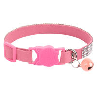Collar De Gato De Cuero Suave Con Diamantes Bling Y Campana Seguridad Breakaway Ajustable Para Perros Y Gatos XS S Rosa - details 7