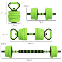 SPORTNOW Kit de Mancuernas 20kg 4 en 1 Juego de Pesas con Kettlebell Barra de Pesas para Entrenamiento de Fuerza en Hogar Gimnasio Oficina - details 2
