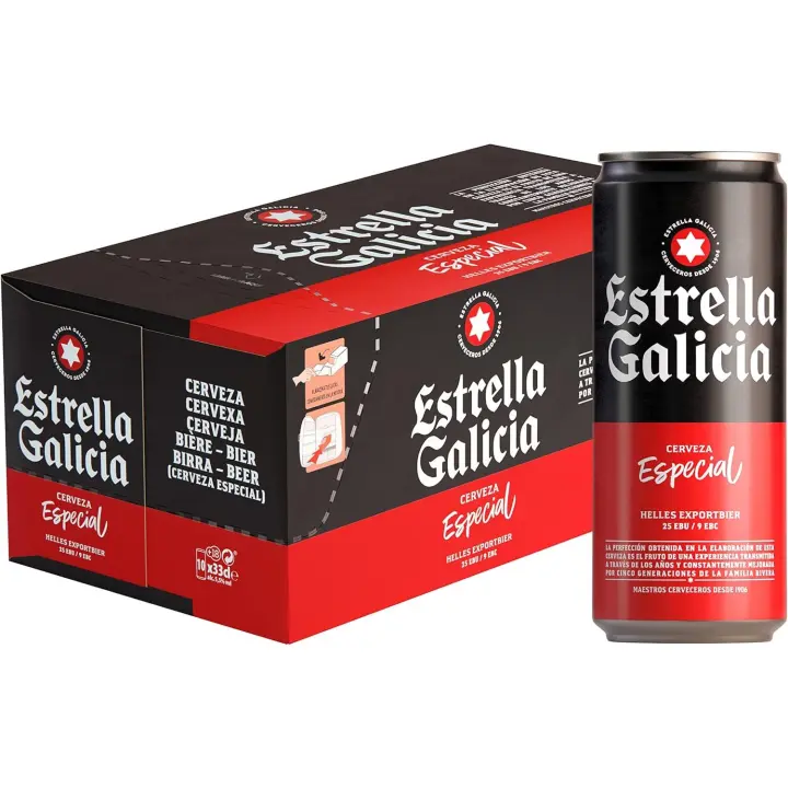 Cerveza Estrella Galicia Especial Frigopack - Paquete de 10 latas de 33cl – Bebida alcohólica 5,5% de volumen en alcohol - 1